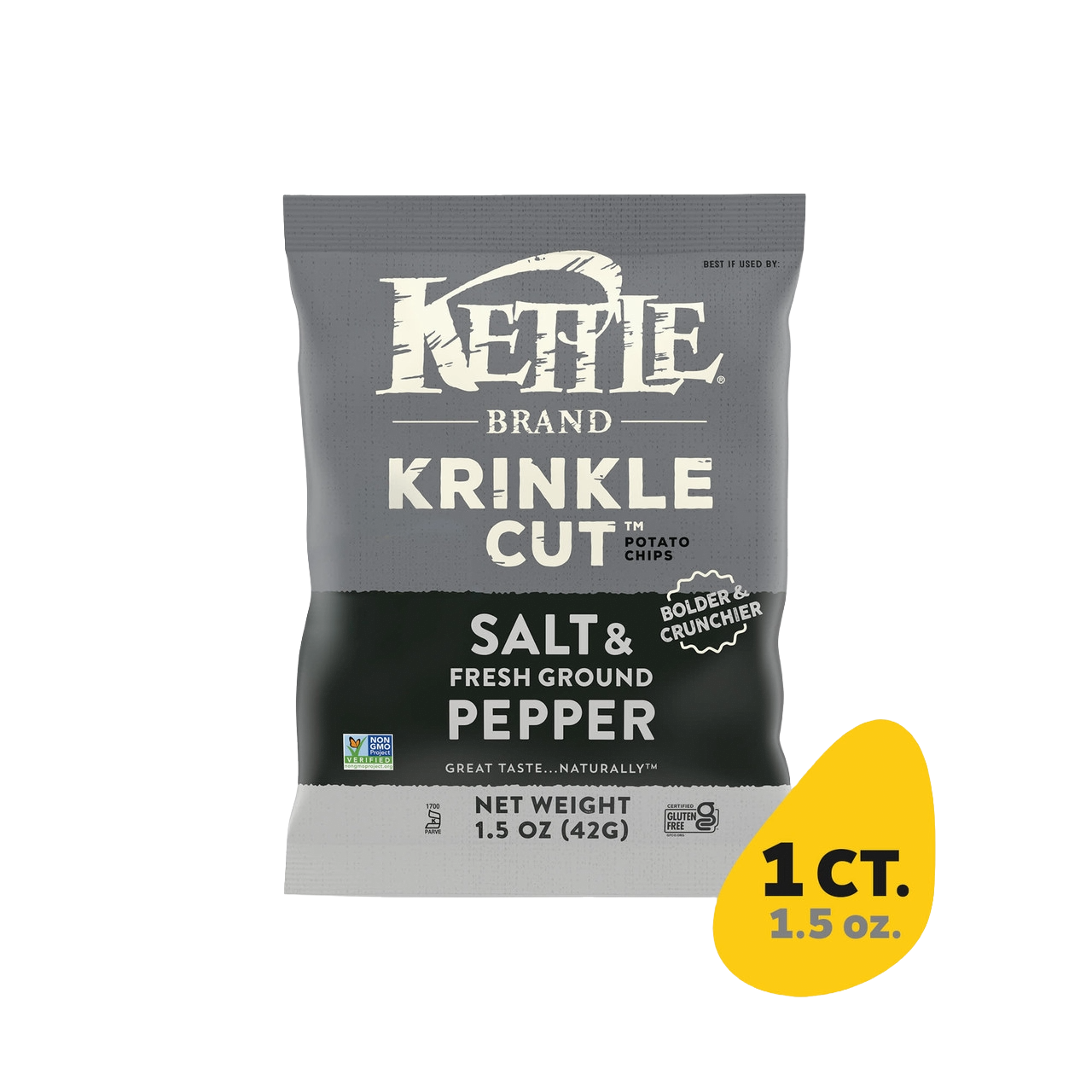 Kettle Brand Krinkle Cut Potato Chips Salt & Pepper Flavor - ( 24 X 1.5 OZ )