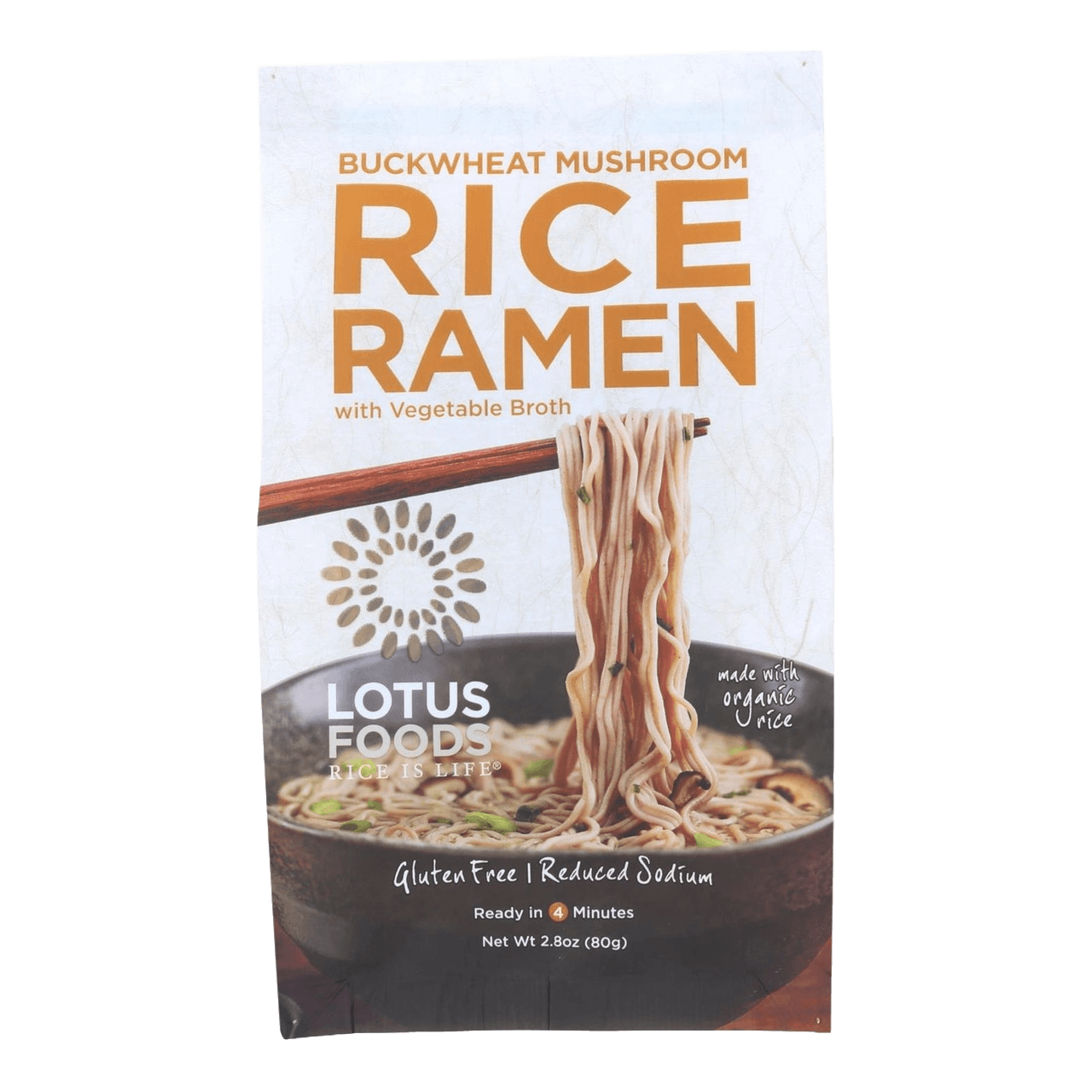 Lotus Foods Buckwheat Mushroom Rice Ramen with Vegetable Broth (10x2.8 OZ)