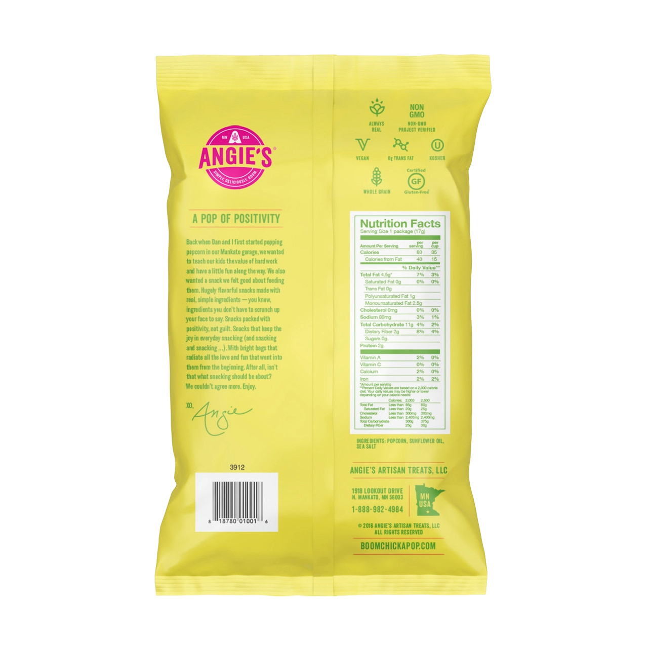 Angie's Boom Chicka Pop Sea Salt Popcorn (24 X 0.6 OZ)