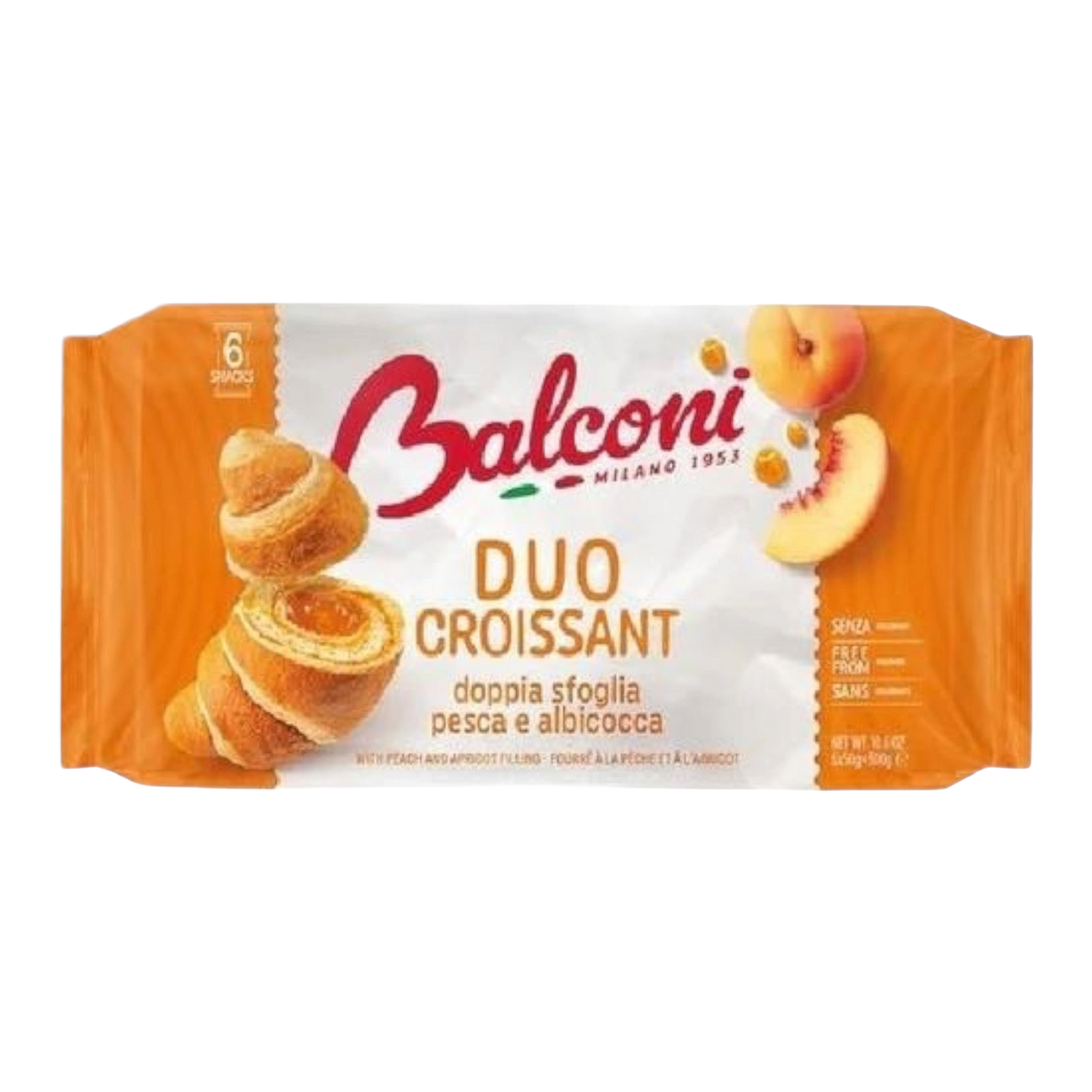 Balconi Croissant Duo Pesca e albicocca
Peach / apricot 6x50g =300gr