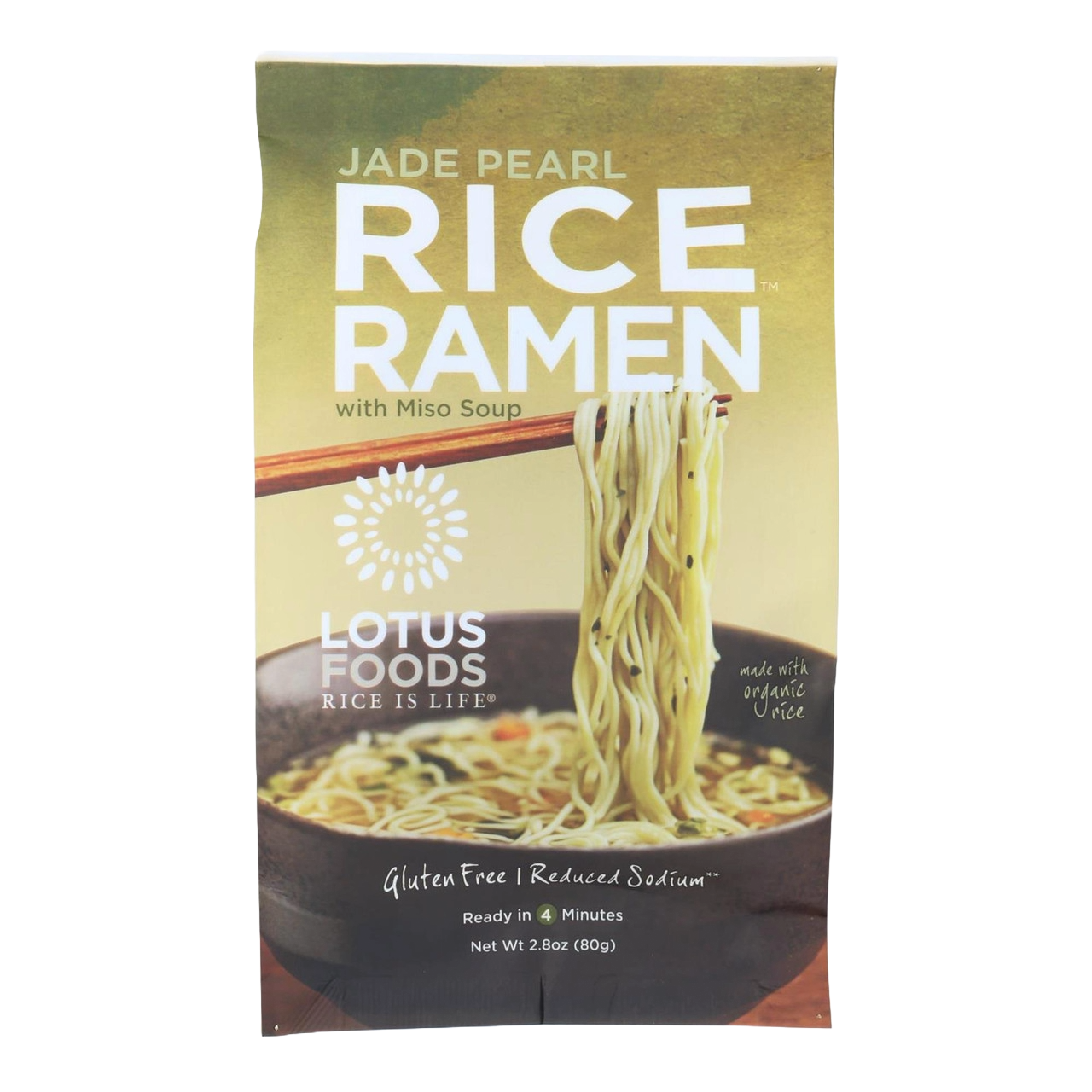 Lotus Foods Rice Ramen Noodles Jade Pearl Rice with Miso Soup (10x2.8 OZ)