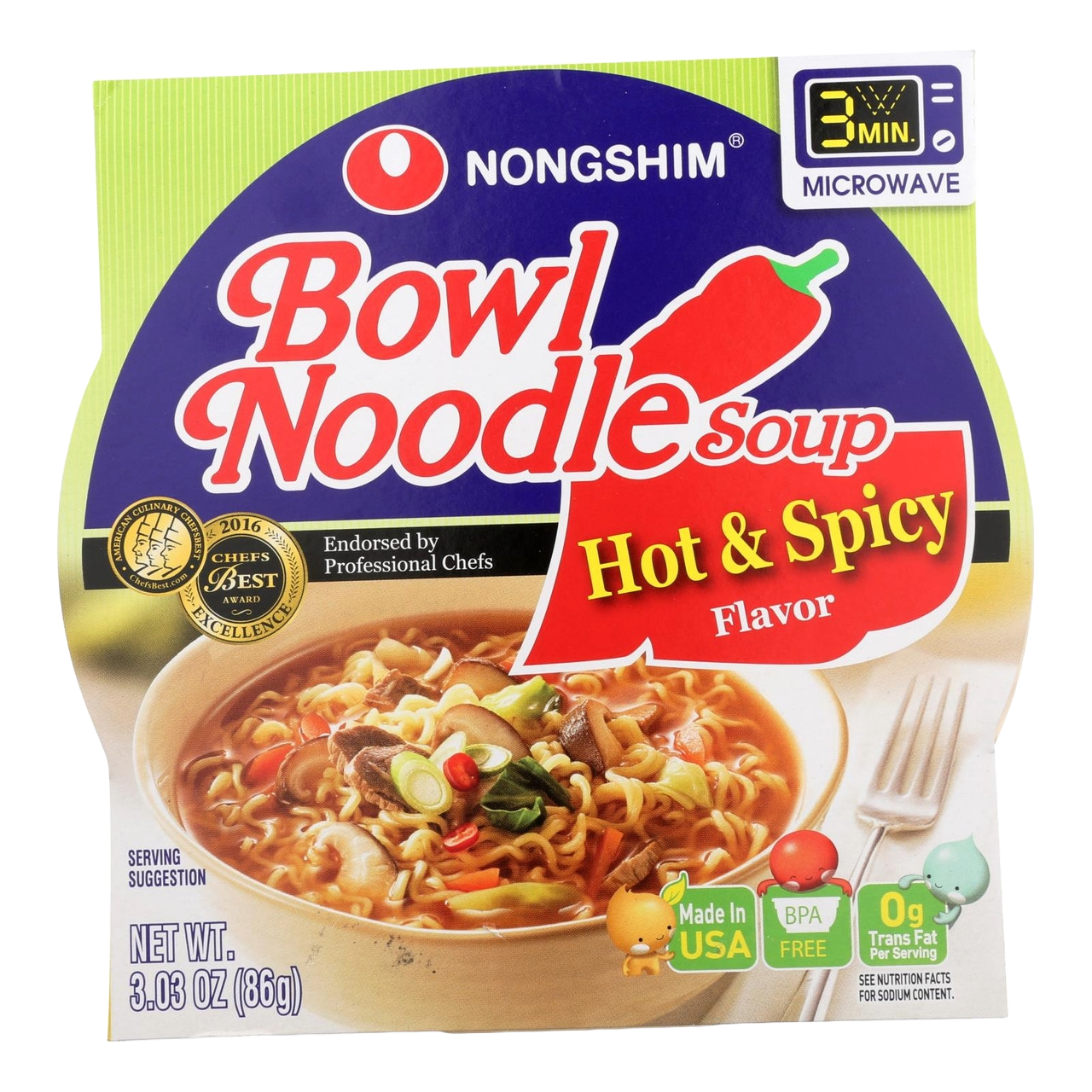 Nongshim Bowl Noodles Hot (12x3.03OZ )