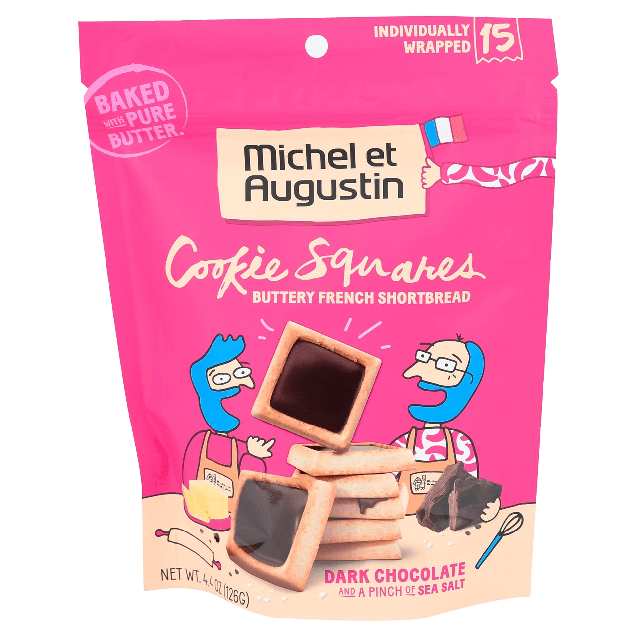 Michel et Augustin Dark Chocolate & Sea Salt Cookie Squares (6 X 4.4 OZ)