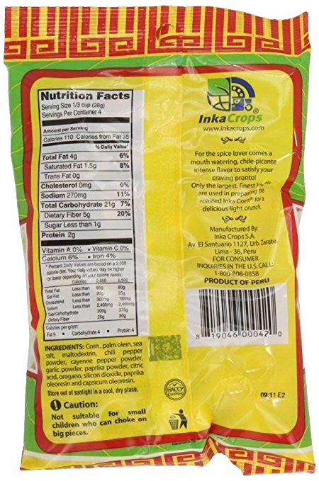 Inka Roasted Giant Roasted Corn Chile Picante Flavor (6 x 4oz)