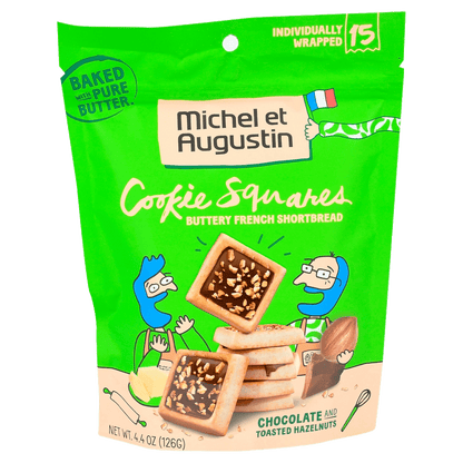 Michel et Augustin Chocolate and Hazelnut Cookie Squares  (6 X 4.9 OZ)