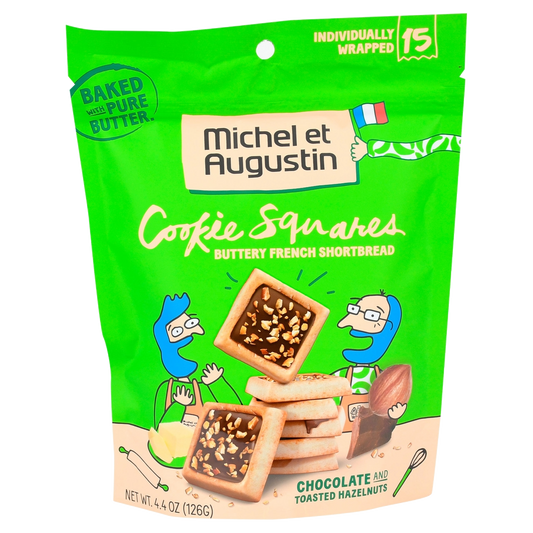 Michel et Augustin Chocolate and Hazelnut Cookie Squares  (6 X 4.9 OZ)