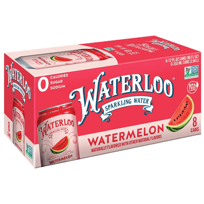 Waterloo Sparkling Water Watermelon Flavor ( 3cases X 8 Pack  )