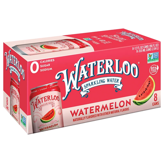 Waterloo Sparkling Water Watermelon Flavor ( 3cases X 8 Pack  )