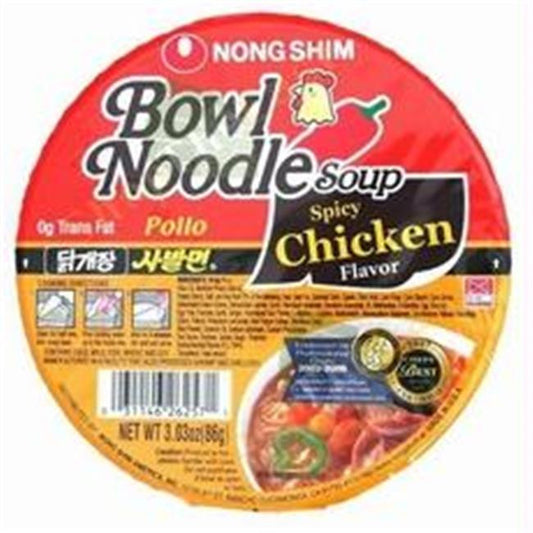 Nong Shim Spicy Chicken Noodle Soup Bowl (12x3.03Oz)-0