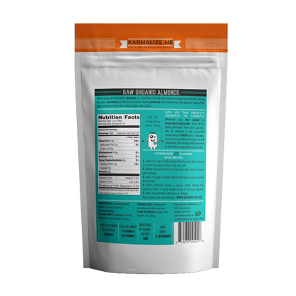 100% Organic Raw Almonds, Whole - 1lb