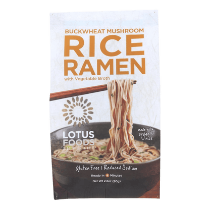 Lotus Foods Buckwheat Mushroom Rice Ramen with Vegetable Broth (10x2.8 OZ)