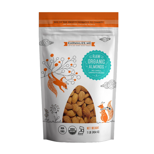 100% Organic Raw Almonds, Whole - 1lb