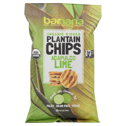 Banana The Super Snack Organic Ridged Plantain Chips Avocado Lime Flavor( 6 X 5 OZ   )