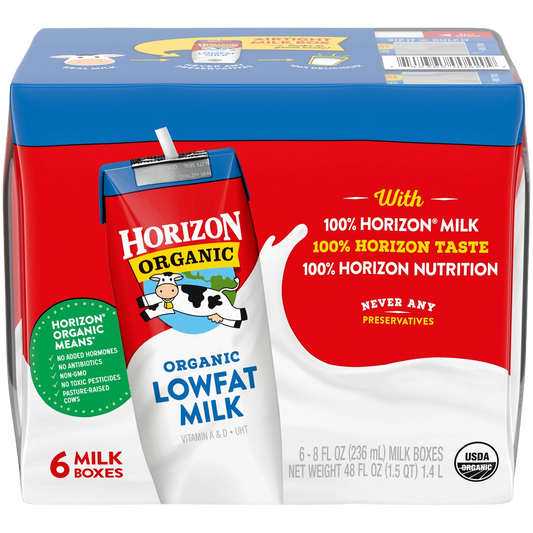 Horizon 1% Plain Low Fat Milk  (3 Cases x 6 Pack )