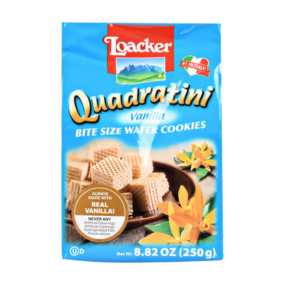 Loacker Quadratini Vanilla Bite Size Wafer Cookies - ( 6 bags X 8.82 OZ )