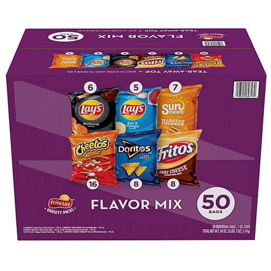 Frito Lay Flavor Mix, Variety Pack of Snacks and Chips, 50 ct.-0