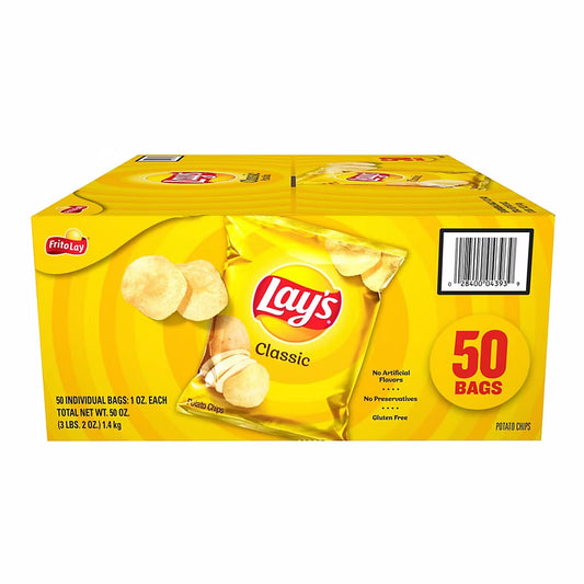 Frito Lay Lay's Classic, Potato Chips Snack, 50 ct.-0