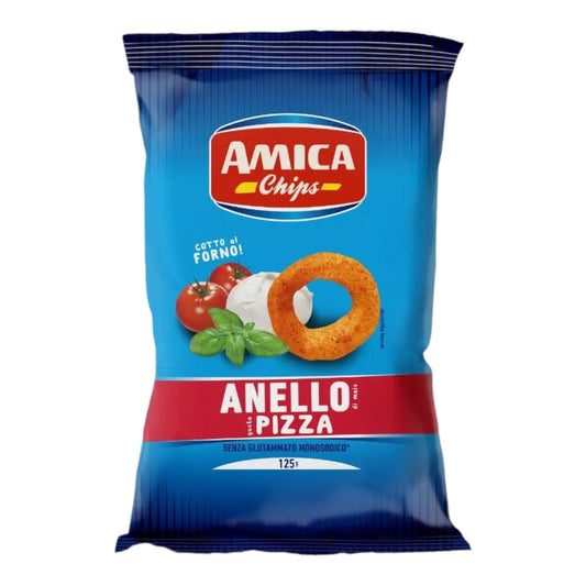 Amica Chips Anello / rings Pizza Corn Snacks with Pizza Flavour Salty Snack 125g - Corn Puff Snacks