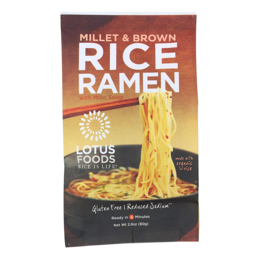Lotus Foods Rice Ramen Noodles Millet and Brown Rice with Miso Soup  (10x2.8 OZ)-0