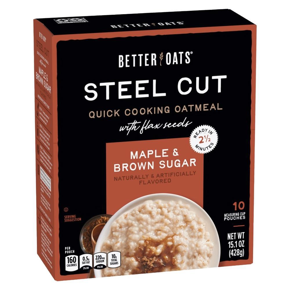 Better Oats - ’Maple & Brown Sugar’ Steel Cut Instant Oatmeal (10CT) - Oatmeal
