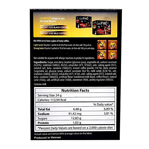 Cafe Pho Vietnamese 3in1 Instant Coffee Mix, Box of 9 Sachets