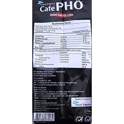 Cafe Pho Vietnamese 3in1 Instant Iced Milk Coffee Bag of 18 Sachets - Coffee