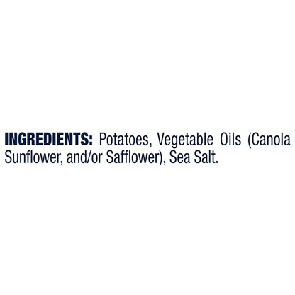 Cape Cod Kettle Chips Sea Salt ingredients list featuring potatoes, vegetable oils, and sea salt for a simple, natural snack.