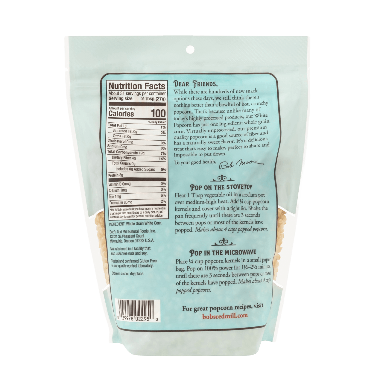 Bob's Red Mill White Popcorn ( 4 X 30 OZ   )