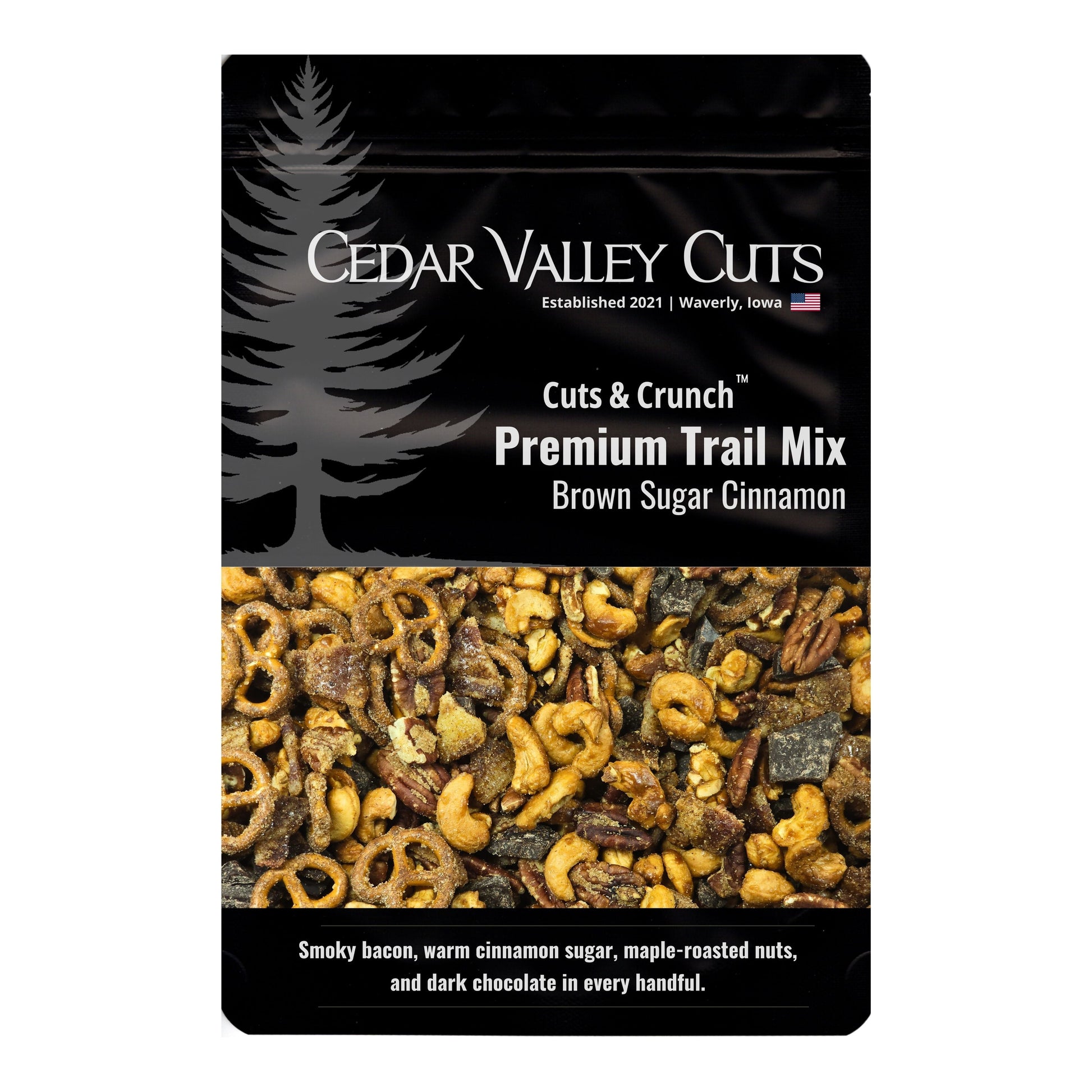 Cedar Valley Cuts & Crunch™: Brown Sugar Cinnamon Premium Trail Mix - (Various Size Packages) - Trail Mix Snacks