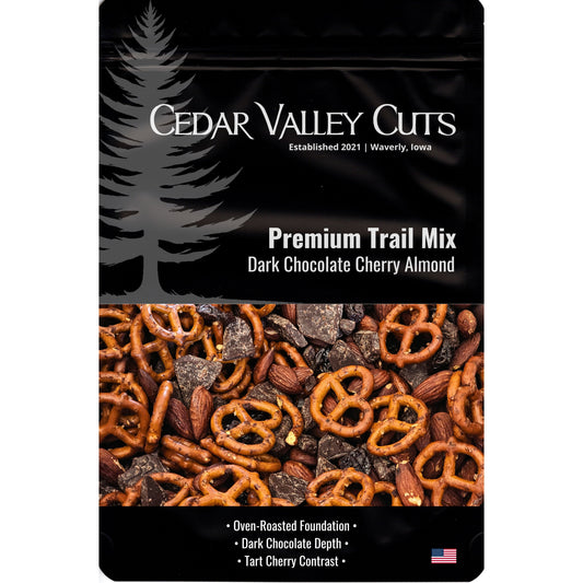 Cedar Valley Cuts Dark Chocolate Cherry Almond Premium Trail Mix - (Various Size Packages) - Trail Mix Snacks