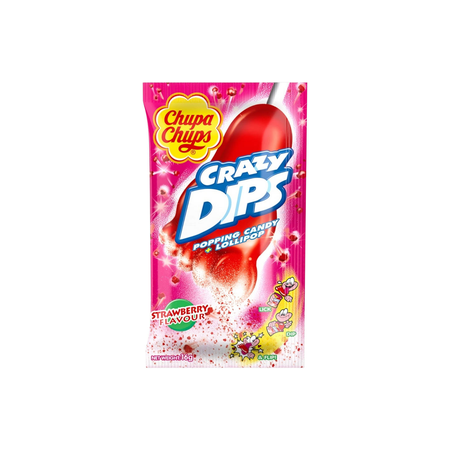 Chupa Chups Crazy Dips Lollipops With Strawberry Taste 14g - Lollipop