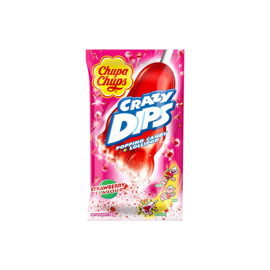 Chupa Chups Crazy Dips Lollipops With Strawberry Taste 14g - Lollipop