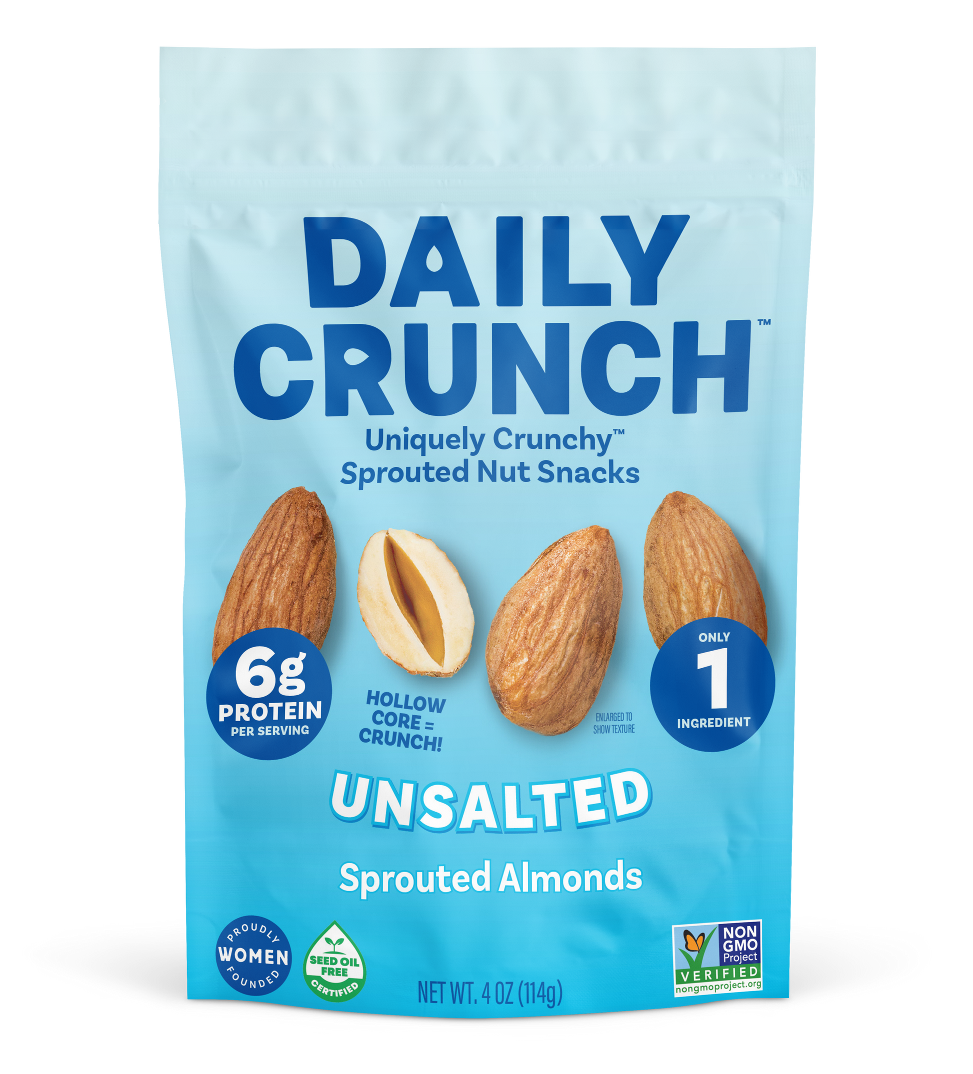 Daily Crunch Unsalted Sprouted Almonds - Various Size Packs - Nuts