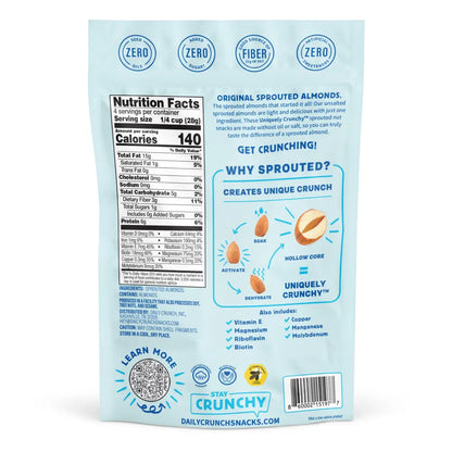 Daily Crunch Unsalted Sprouted Almonds - Various Size Packs - Nuts