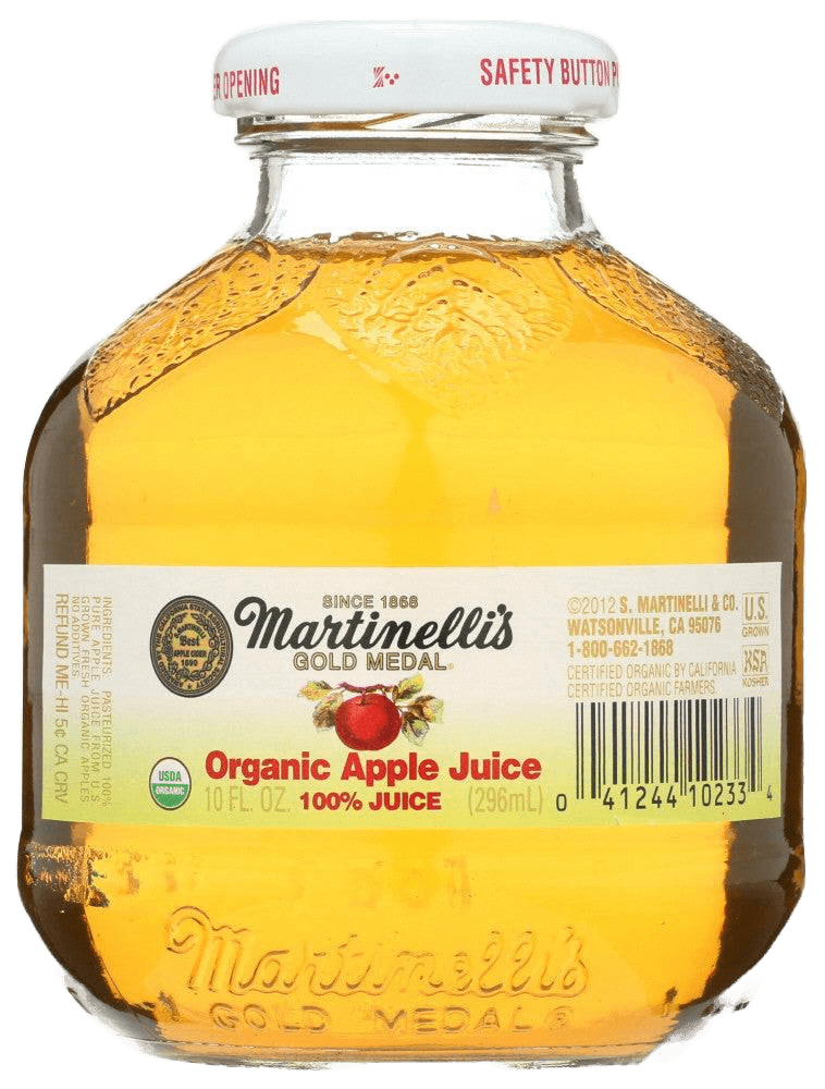 OG2 Martin Apple Juice - Organic Apple Delight 10 oz bottle, USDA certified, part of 12-pack multipack for healthy snacking and travel.