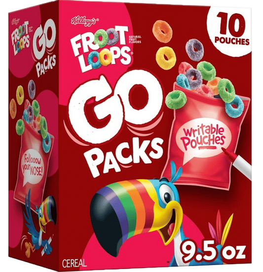 Kellogg's Froot Loops Go Packs Cereal Original - 9.5oz Box (10 Pouches)