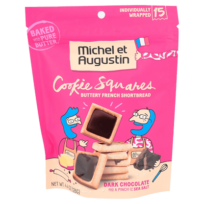 Michel et Augustin Dark Chocolate & Sea Salt Cookie Squares (6 X 4.4 OZ)