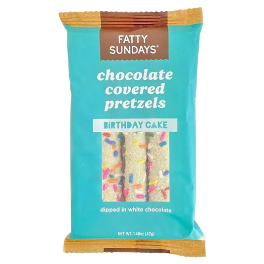 Fatty Sundays - ’Birthday Cake’ Chocolate Covered Pretzels (42G)