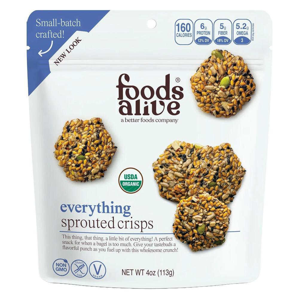 Foods Alive - ’Organic Everything’ Sprouted Crisps (4OZ) - Puff Rice Snacks