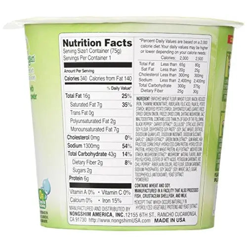 Nongshim Soon Instant Vegan Ramen Noodle Soup Cup 6 Pack Microwaveable Safe Cup Vegan Meatless Ramen