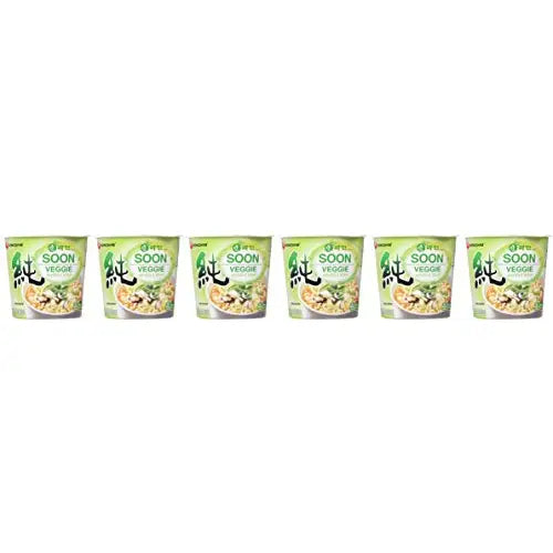 Nongshim Soon Instant Vegan Ramen Noodle Soup Cup 6 Pack Microwaveable Safe Cup Vegan Meatless Ramen