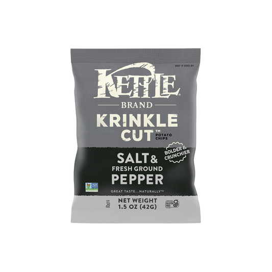 Kettle Brand Krinkle Cut Potato Chips Salt & Pepper Flavor - ( 24 X 1.5 oz )