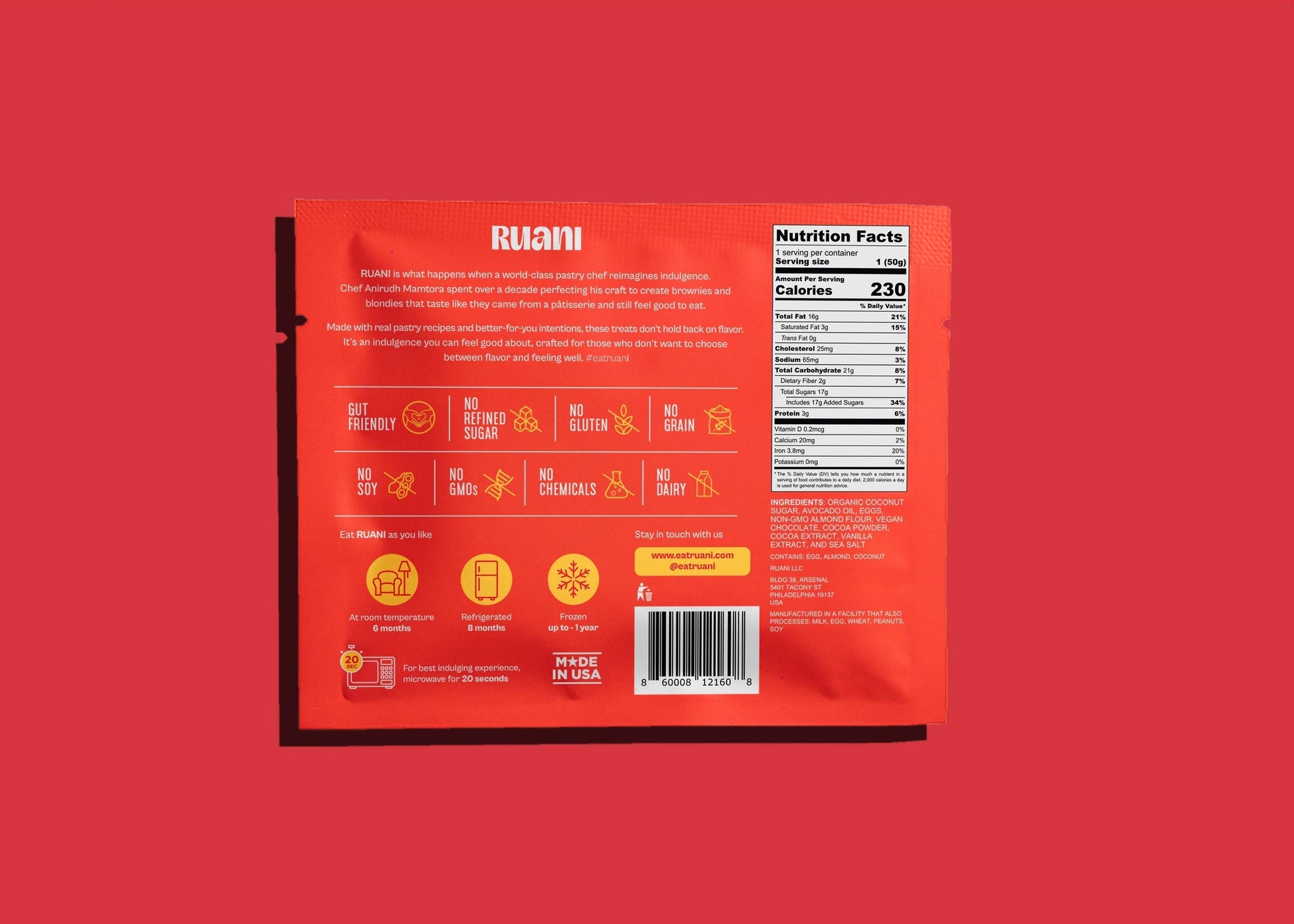 Ruani Dashing Dark Chocolate Brownie with sea salt - 6 pack - Brownie