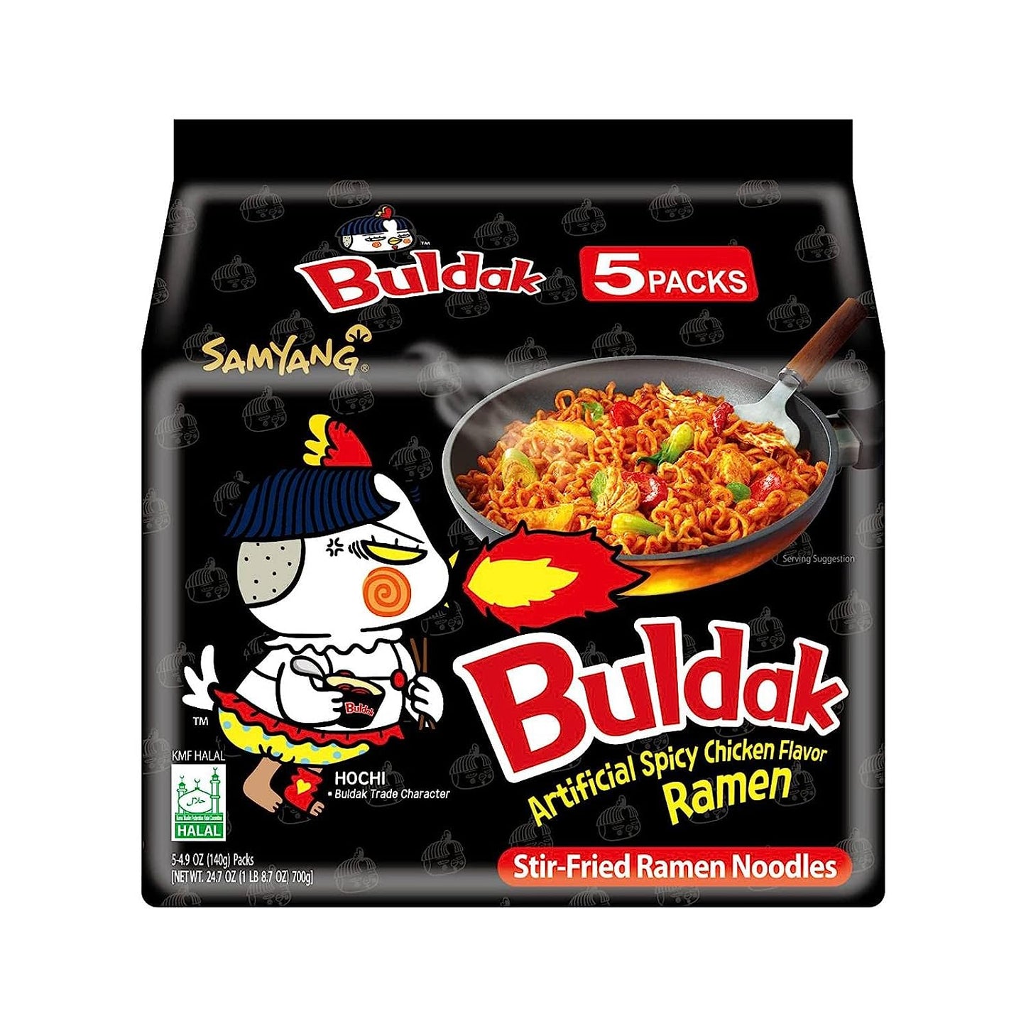 Samyang Buldak Hot Spicy Chicken Ramen Noodle Korean Stir- 4.94 OZ (140g) - Instant Noodles