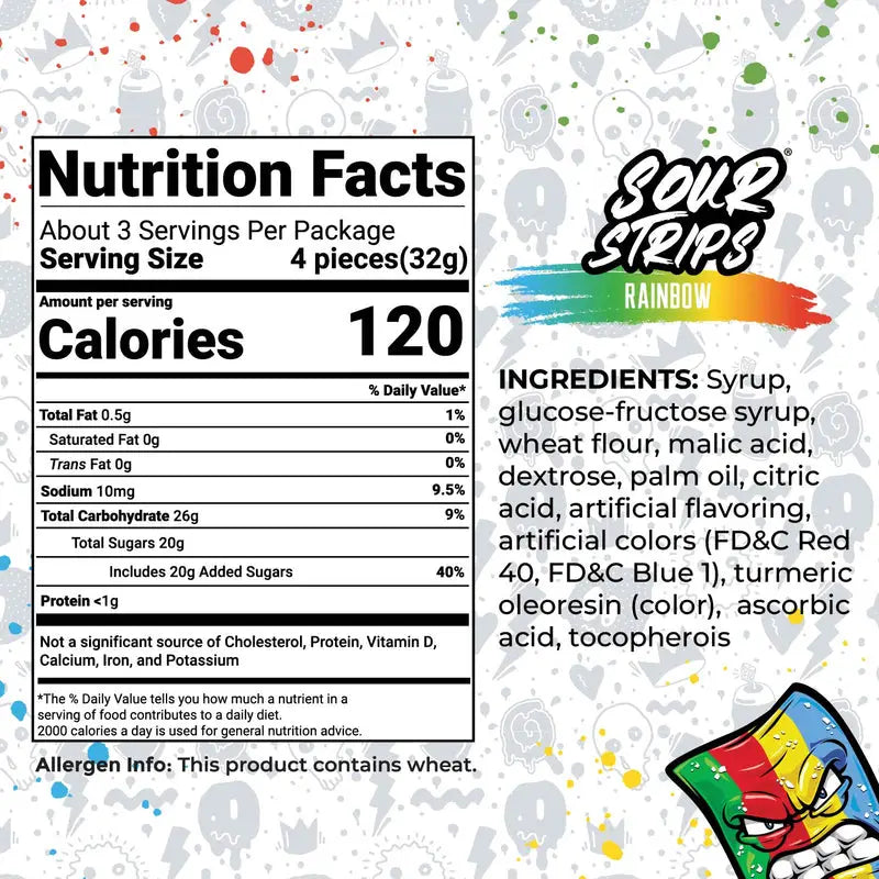 Sour Strips Rainbow (104g) - Gummy Candy