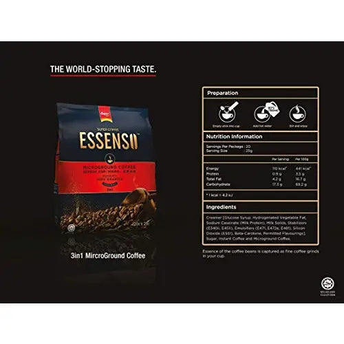SUPER COFFEE ESSENSO 3 in 1 Instant Coffee (20 sachets) Imported from Malaysia - Coffee