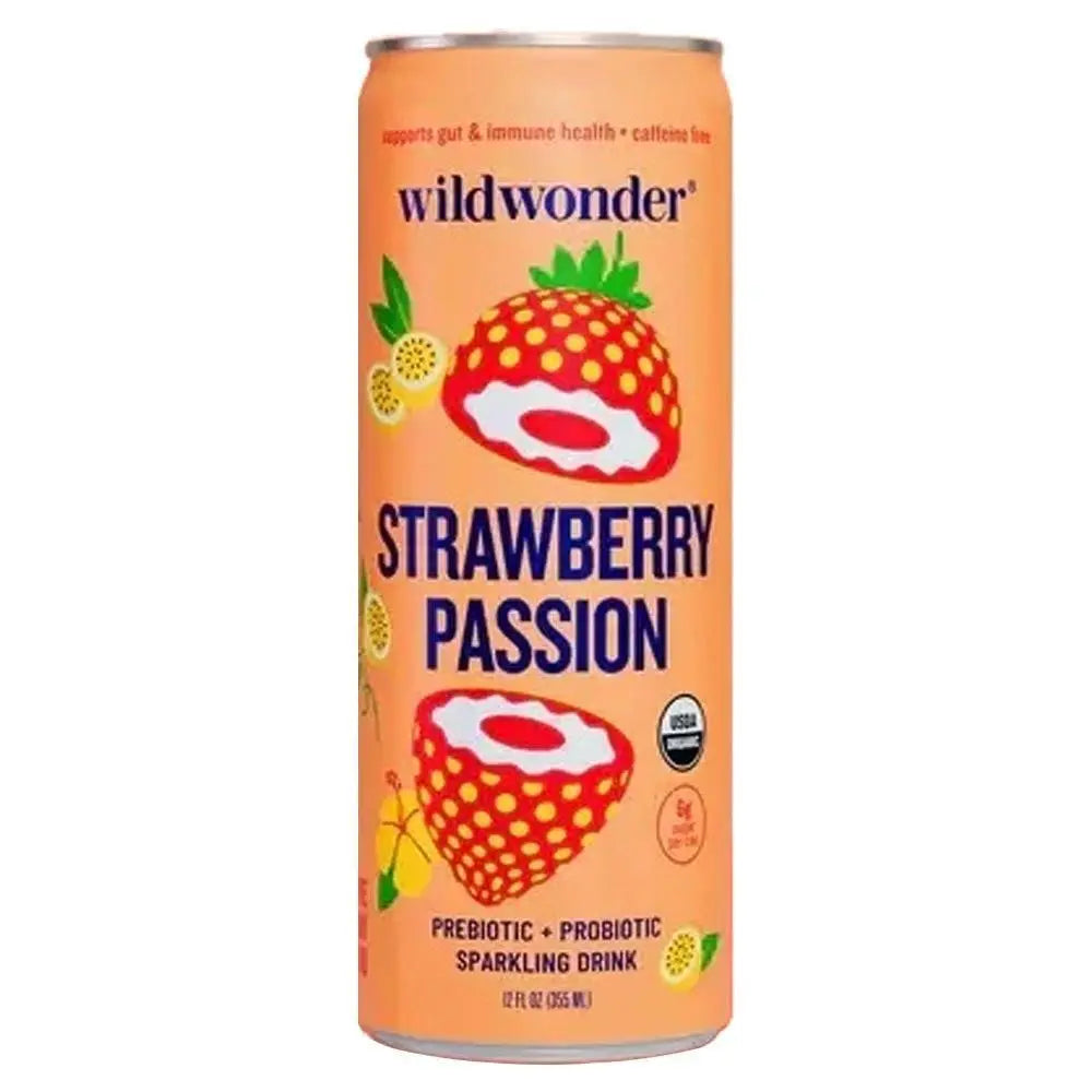 Wildwonder - ’Strawberry Passion’ Organic Prebiotic + Probiotic Sparkling Drink (12OZ)
